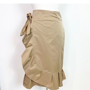 MODERN CITIZEN KHAKI WRAP RUFFLE EDGE SKIRT WOMENS SZ SMALL